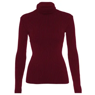 Blusa Feminina Tricot Manga Longa Gola Alta - R: 965 - Azul Petroleo