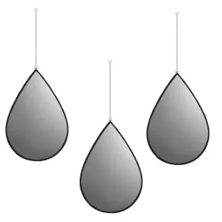 Conjunto de 3 Espelhos Decorativos em Formato Coração, Curva ou Gota - Curva Dourado