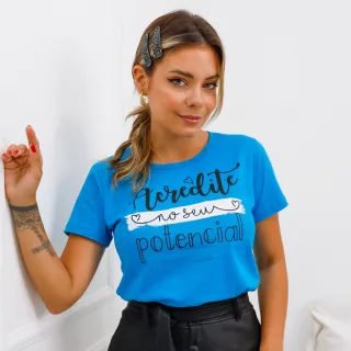 Camiseta Feminina Malha Premium 100% Algodão - Escolha Cor e Tamanho - Verde água