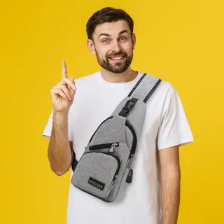 Mensageiro anti-roubo masculina com entrada USB - Bolsa de ombro Jorge - Vinho