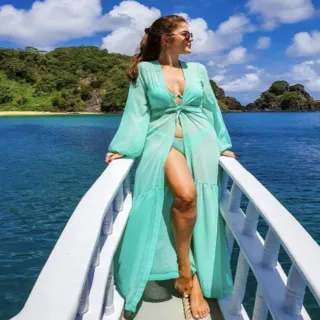 Vestido Longo Puro Simples para Praia e Piscina - Branco