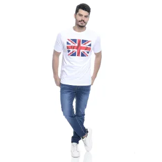 Camiseta Masculina Manga Curta Branca Reino Unido Gola Redonda - Branco