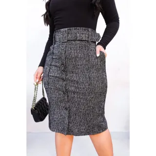 Oferta Elegante: Saia Midi Lápis Cintura Alta Secretaria Evangélica Social - Rosa