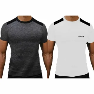 Camiseta Musculação Masculina Dry Fit - Kit 2 Camisas Treino Academia - Cinza + Vinho C/Branco