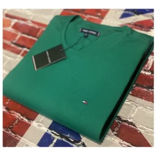 Camisa Masculina Tommy Hilfiger Peruana Fio 40.1 Com Elastano - MARINHO BASICA