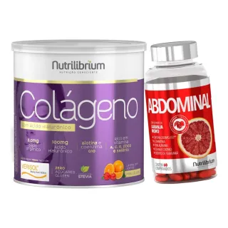 Nutrilibrium Colágeno Hidrolisado Verisol 200g + Laranja Moro Cafeína L-Carnitina Abdominal - Abacaxi com Hortelã