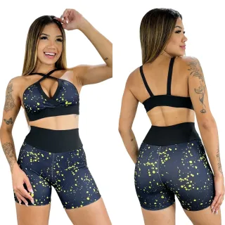 Estampas Conjunto Fitness Top e Short de Academia Cós Alto - 163-CST
