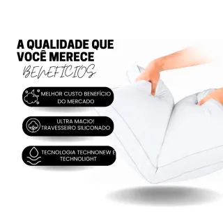 Travesseiros SonoLeve Premium Fibra Siliconada - Kit com 2 - Extra Macio e Antialérgico - Único