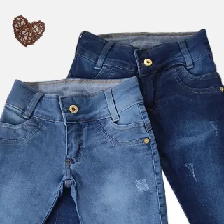 Moda Infantil: Calça Jeans Skinny Menina Juvenil 2-16 Anos - JEANS ESCURO