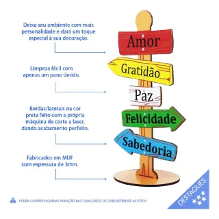 Mdf Placa Setas Decorativa Mensageira Palavras Motivacionais - Único