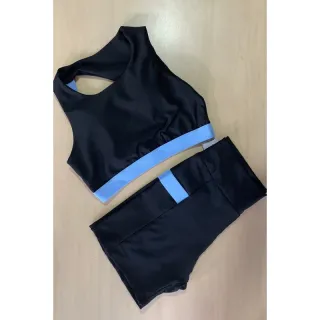 Moda fitness: Conjunto top e short preto para malhar em academia - Raryel - Preto