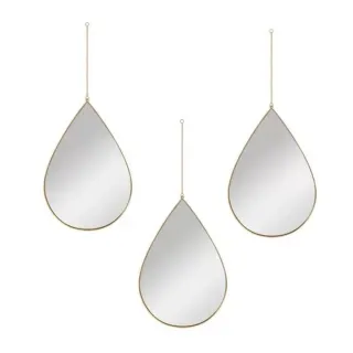 Conjunto de 3 Espelhos Decorativos em Formato Coração, Curva ou Gota - Curva Dourado