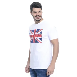 Camiseta Masculina Manga Curta Branca Reino Unido Gola Redonda - Branco