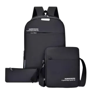 Conjunto de Mochila, Bolsa e Notebook Escolar - Masculina e Feminina - Preto