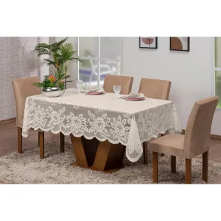 Toalha Renda Ceia de Natal e Ano Novo - 6 Lugares - Vermelho