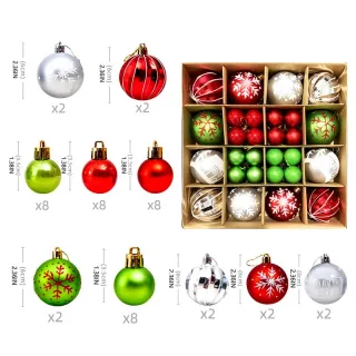 Conjunto de Ornamentos para Festa em Casa - 42pcs Bolas Grandes de Natal Multicor - E2#24PCS 6CM