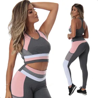 Calça C79 e Conjunto Top Fitness: estilo e conforto para seus treinos - Preto rosa neon