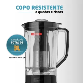 Liquidificador Inox Turbo Mondial L-1200 Preto - 220V