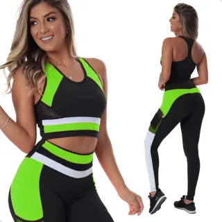 Calça C79 e Conjunto Top Fitness: estilo e conforto para seus treinos - Preto rosa neon