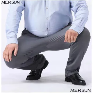 Mostrando Calça Reta de Alta Qualidade Masculina para Pai Gordo, Tamanho Extra Grande - Azul Marinho