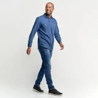 Camisa Lisa Azul Jeans Masculina - PP