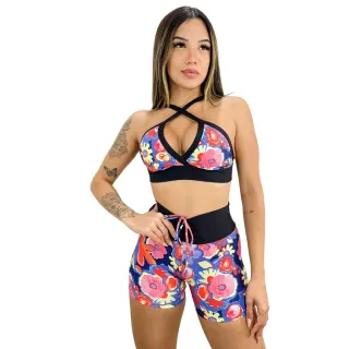 Estampas Conjunto Fitness Top e Short de Academia Cós Alto - 163-CST