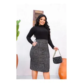 Oferta Elegante: Saia Midi Lápis Cintura Alta Secretaria Evangélica Social - Rosa