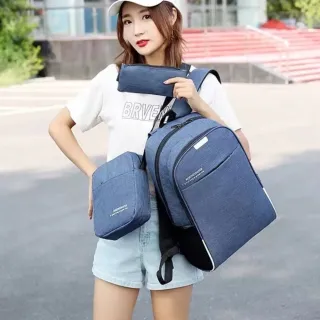 Conjunto de Mochila, Bolsa e Notebook Escolar - Masculina e Feminina - Preto