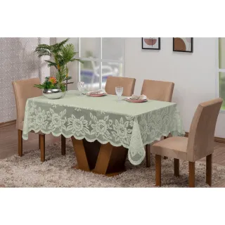 Toalha Renda Ceia de Natal e Ano Novo - 6 Lugares - Vermelho