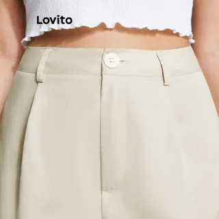 Shorts Femininos Lisos Enrolados Casuais Lovito LBE02011 (Damasco) - Damasco