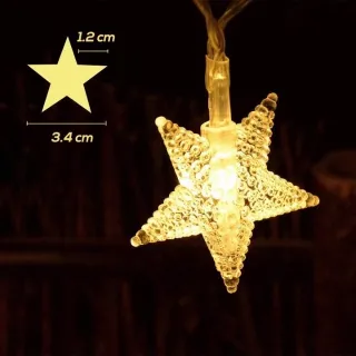 Luminária LED de Natal com Cordão de Fio de Luz, 20 Estrelas e 4 Metros - Decoração Encantadora - Colorido