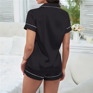 Pijama de Seda Satin Manga Curta - Conjunto Duas Peças Plus Size M-2XL - Azul