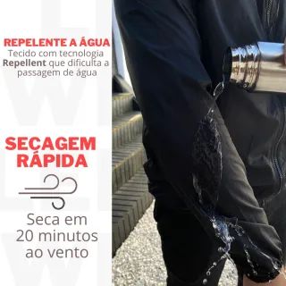 Jaqueta Masculina Corta Vento Preto Impermeável com Capuz - Preto