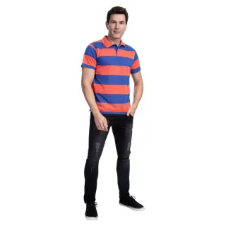 Listrada Laranja Camisa Polo Masculina - 3