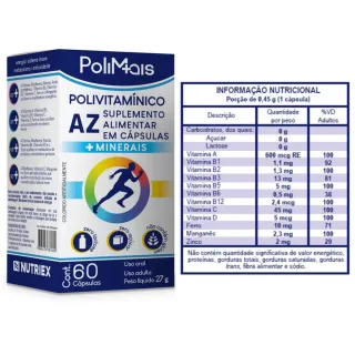 60 Caps Vit Polimais A-Z: Energia, Metabolismo e Imunidade - Único