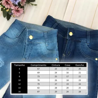 Moda Infantil: Calça Jeans Skinny Menina Juvenil 2-16 Anos - JEANS ESCURO