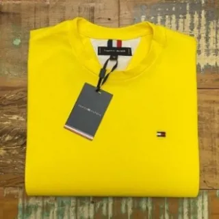 Camisa Masculina Tommy Hilfiger Peruana Fio 40.1 Com Elastano - MARINHO BASICA