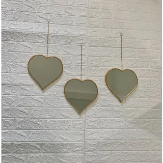 Conjunto de 3 Espelhos Decorativos em Formato Coração, Curva ou Gota - Curva Dourado