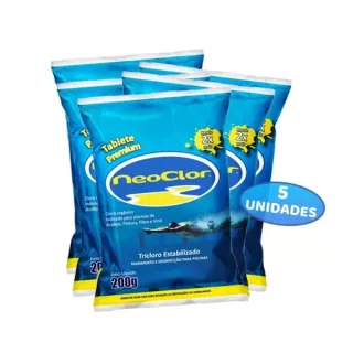 Pastilhas de Cloro Neoclor Premium: Kit com 5 Tabletes para Piscinas - Único
