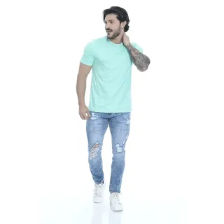 Rasgada Elastano Delavê Masculina Skinny Jeans Calça - Azul