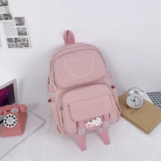 Alça ajustável Mochila B1001 estilo Estudante Multicompartimento JORGE - Rosa