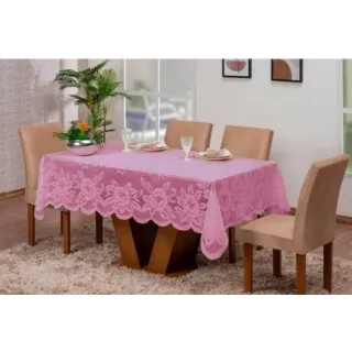 Toalha Renda Ceia de Natal e Ano Novo - 6 Lugares - Vermelho