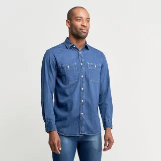 Camisa Lisa Azul Jeans Masculina - PP