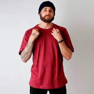 Camisa Streetwear Masculina Lisa Oversized Vinho 100% Algodão - M