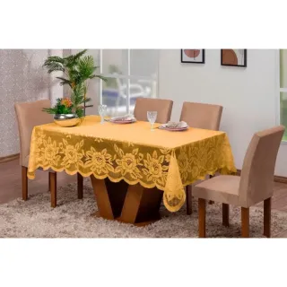 Toalha Renda Ceia de Natal e Ano Novo - 6 Lugares - Vermelho