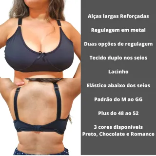 Promoção Sutiã Reforçado Plus Size e Normal Sem Bojo - Preto