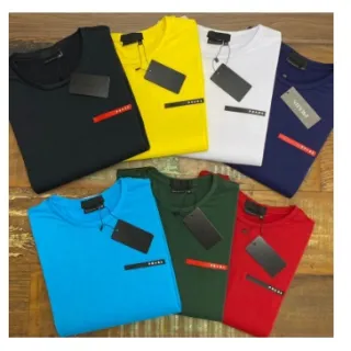 Camiseta Premium Masculina Prada Peruana Fio 40.1 Elastano - Branca