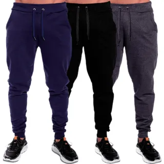 Estilo Jogger Masculina: Kit com 2 Calças de Moletom Peluciado - P - 36/38