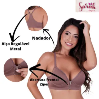 Sutiã Bojo Abertura Frontal Zíper Nadador - Jaipu (Rosa)