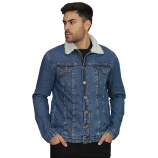 Manga Longa Jaqueta Jeans Masculina Tradicional Botões - Preto